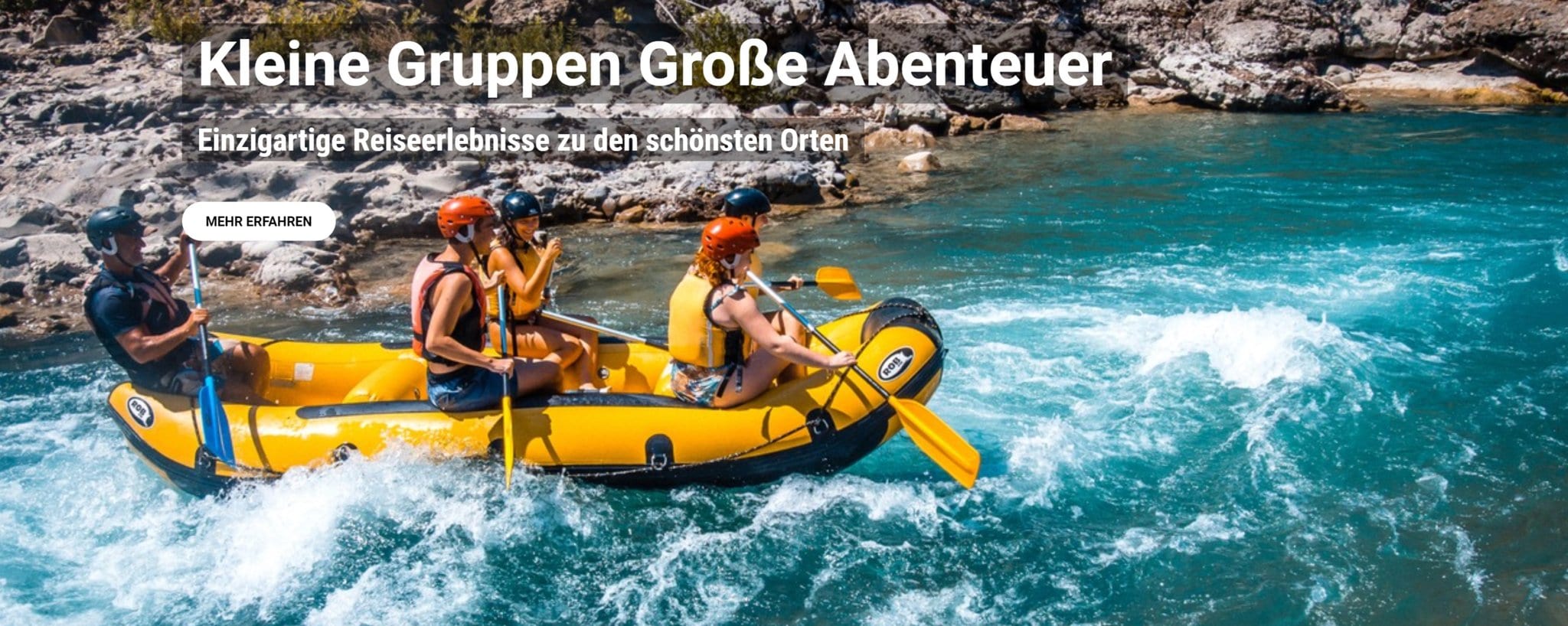 Banner Kleine groepen Grote avonturen - Raften