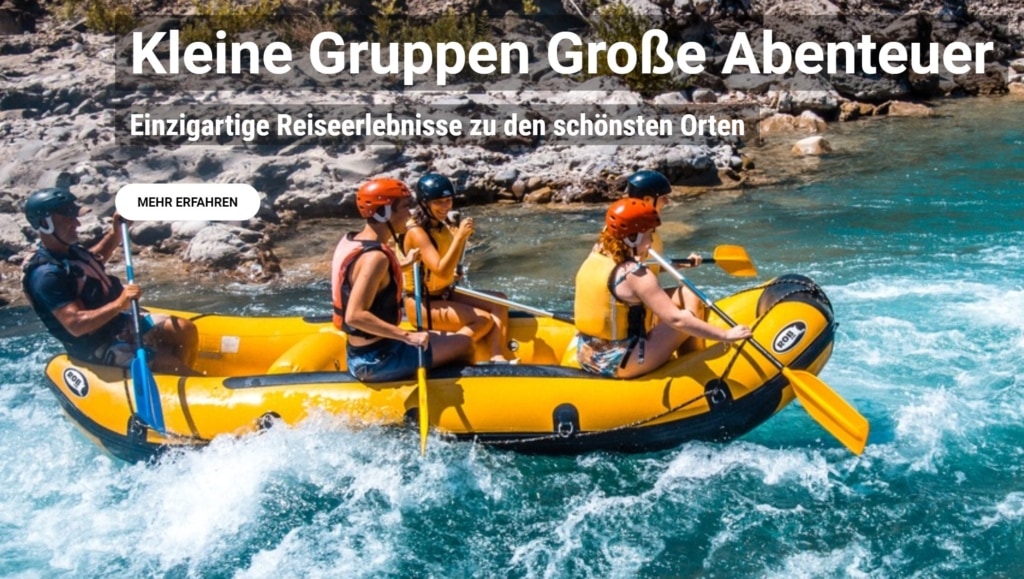 Banner Kleine Gruppen Große Abenteuer - Rafting
