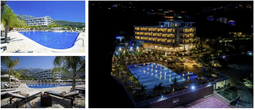 Elysium Hotel Dhermi buitenaanzicht en kamers