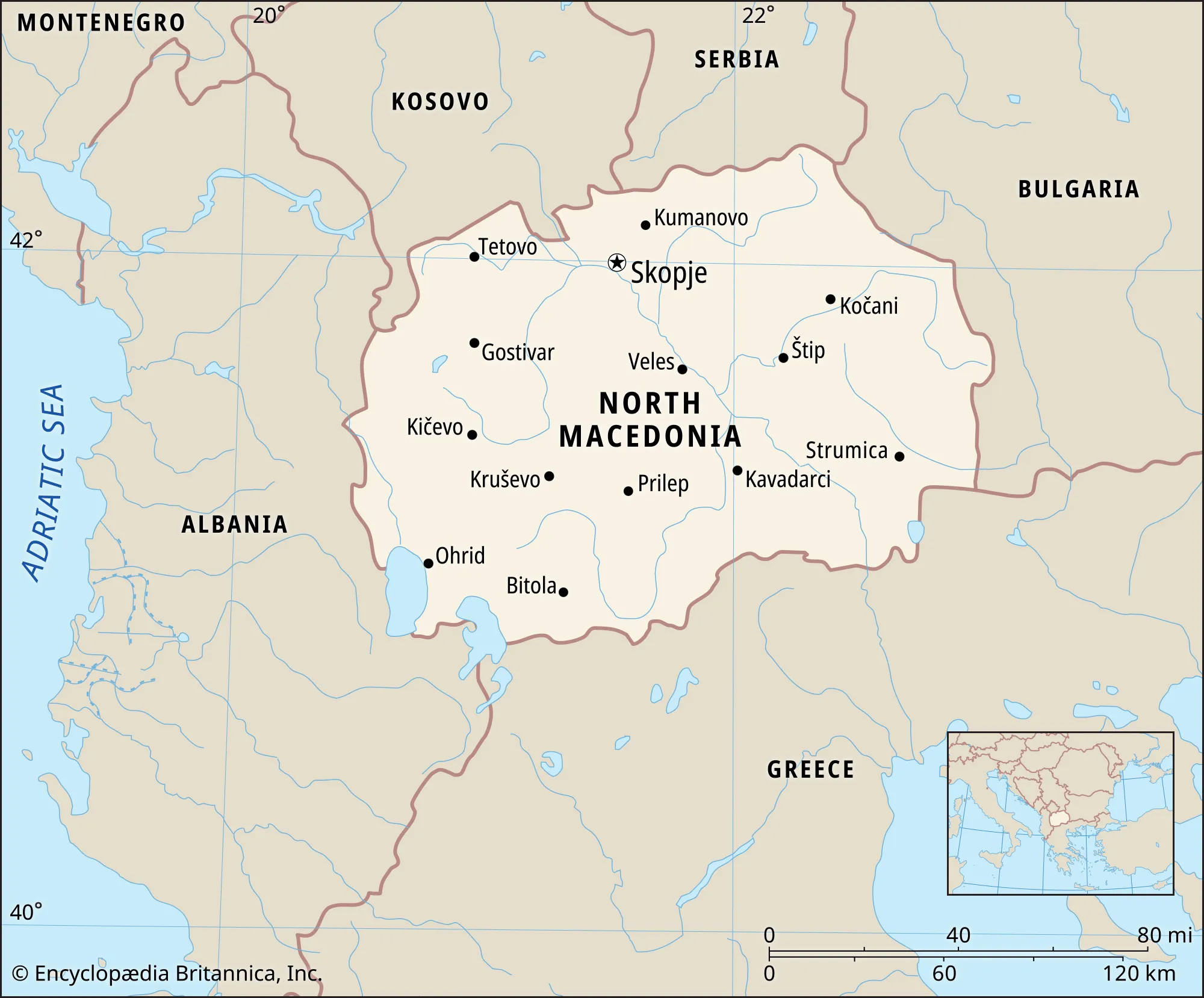 Nordmazedonien-Karte