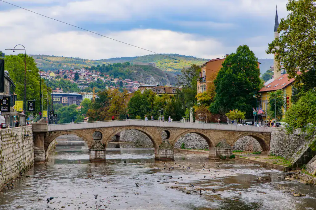 Latin Bridge, an Ottoman bridge in Sarajevo, Bosnia and Herzegovina