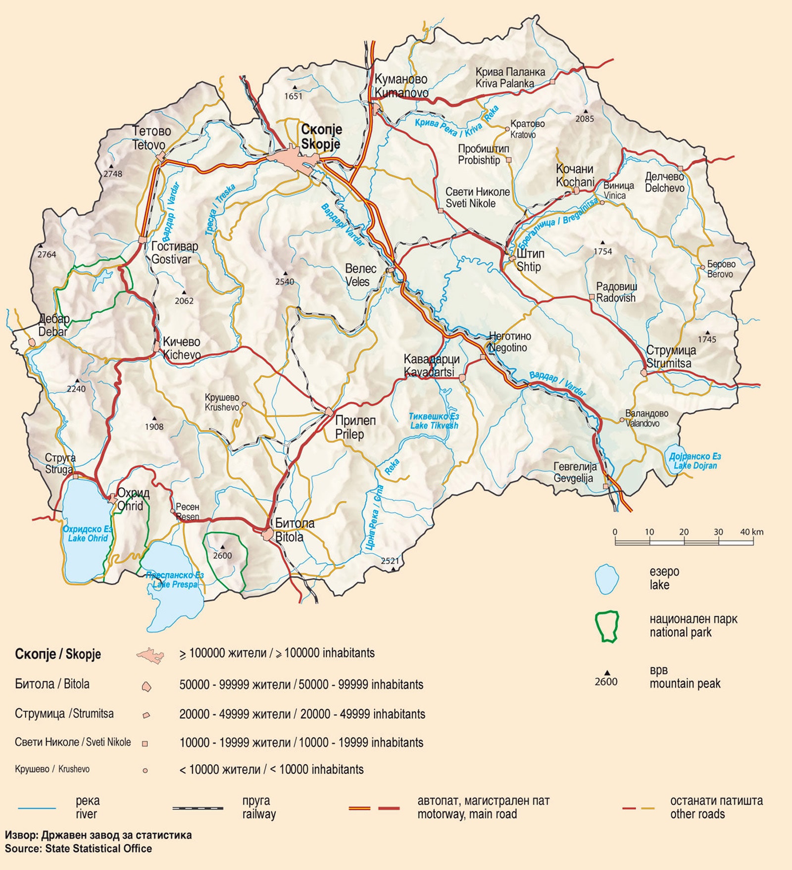 Mazedonien Straßenkarte