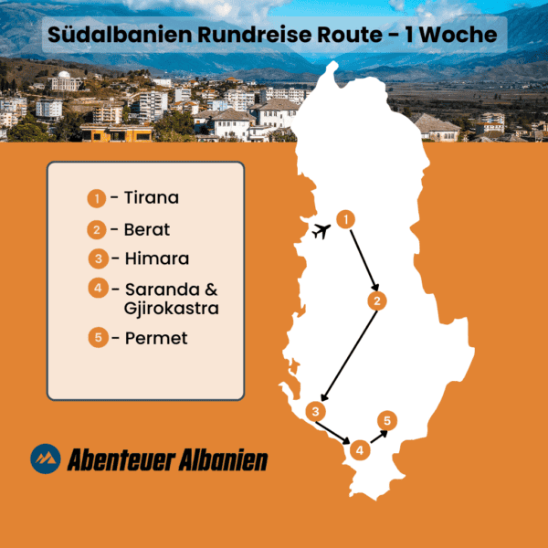Südalbanien Rundreise Route - 1 Woche