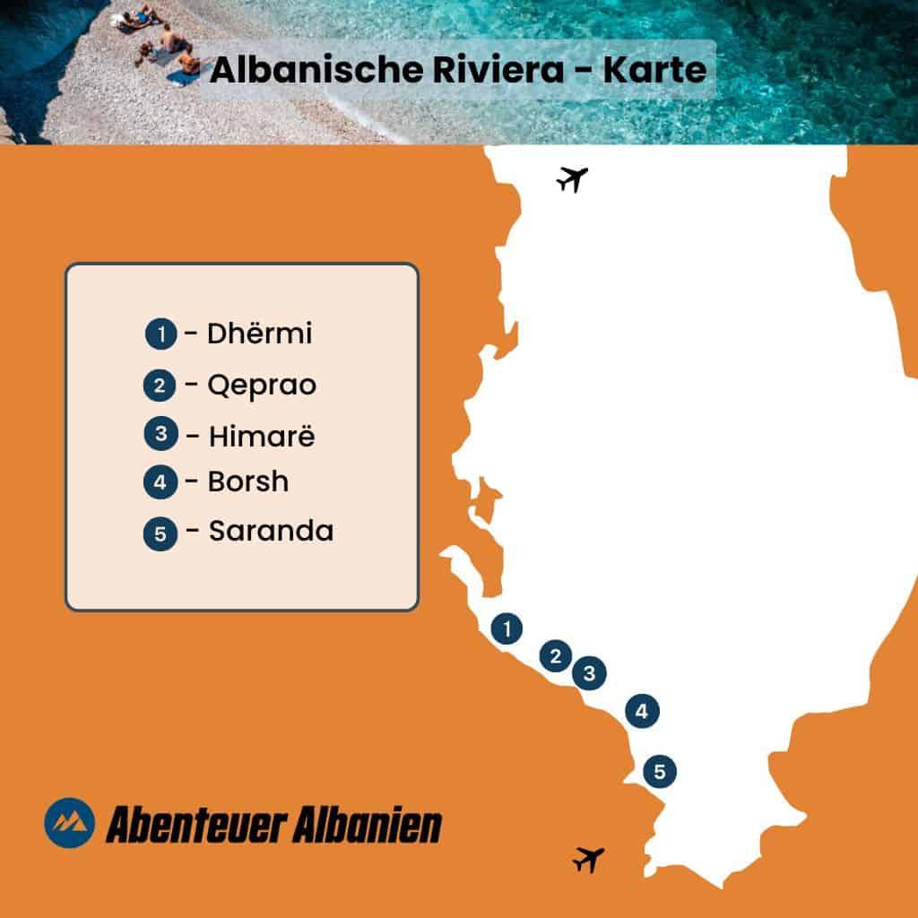 Albanische Riviera Karte