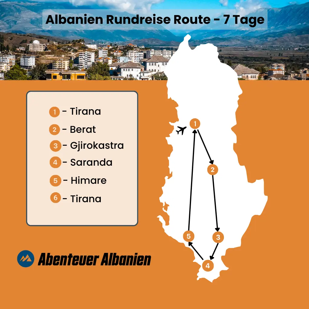 Rondreis Albanië 7 dagen Route