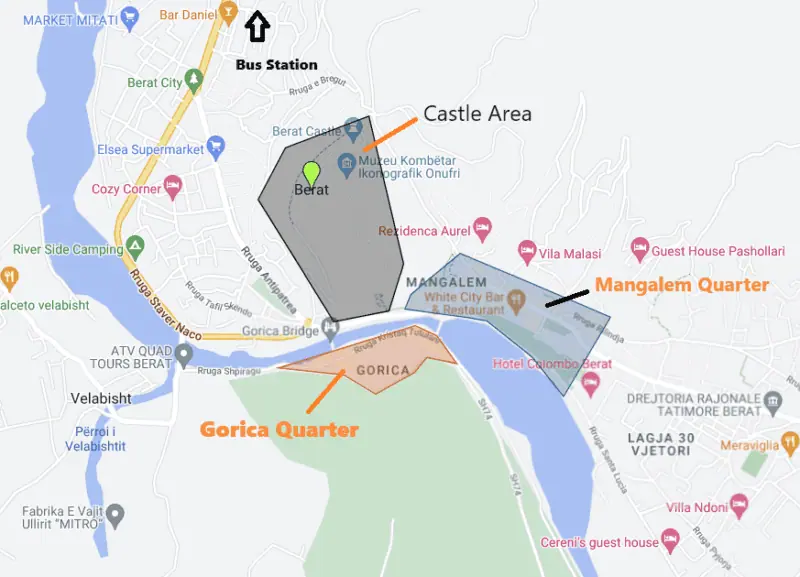 Die 10 BESTEN Hotels & Unterkünfte in Berat für Jedes Budget - Berat Karte der Stadtviertel 