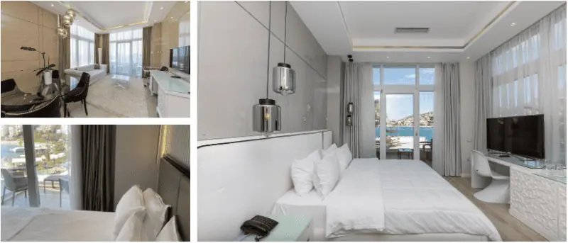 Luxe hotelkamers met balkon en uitzicht op zee in Albanië, perfecte accommodatie voor avontuurlijk Albanië.