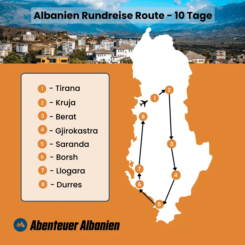 Rondreis Albanië 10 dagen Route
