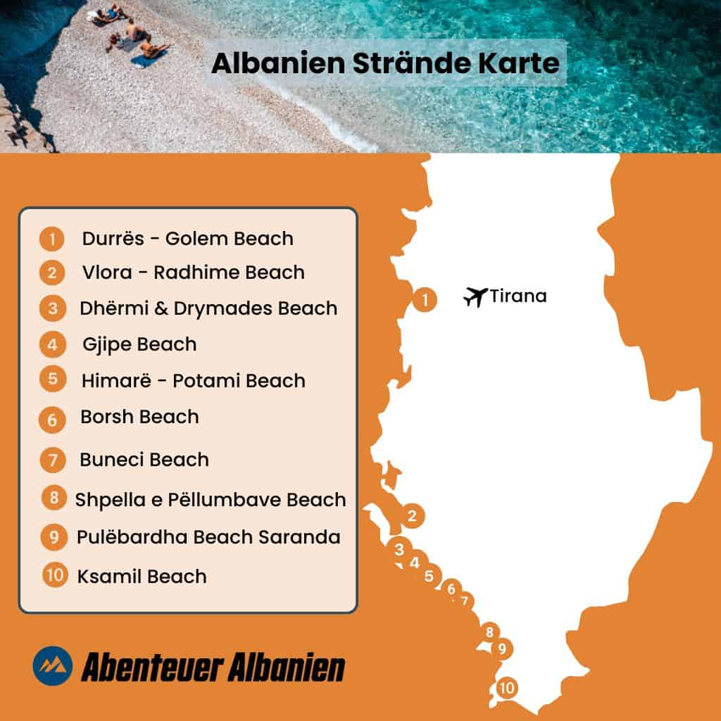 Albanien Strände Karte