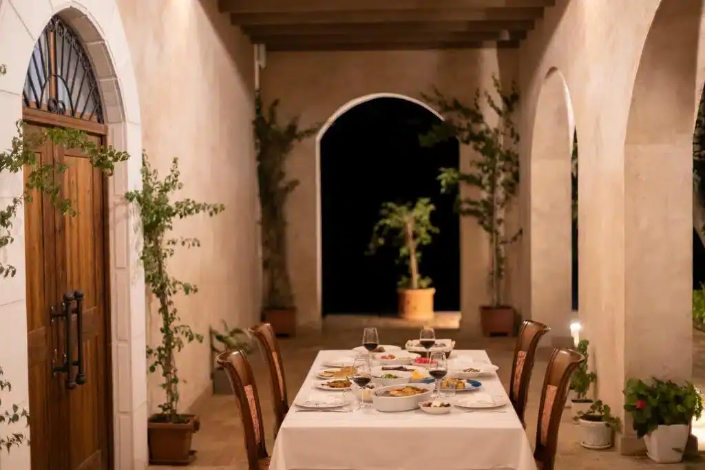 Agroturizem Gjepali – Tisch im Restaurant