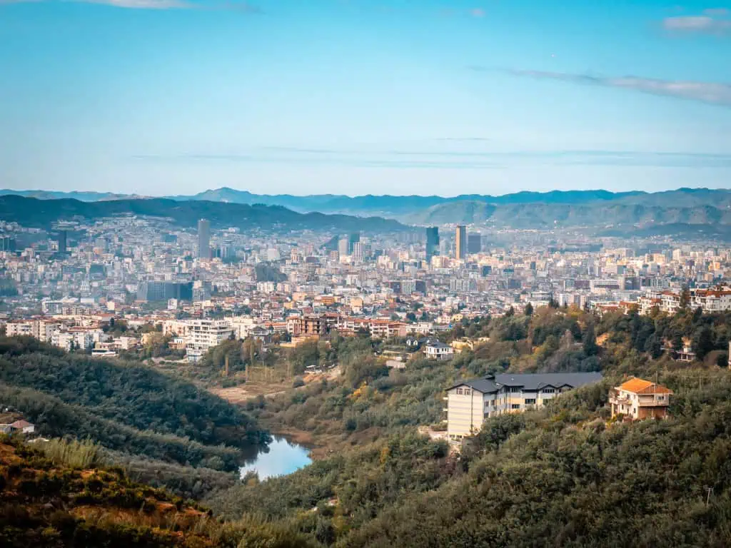 Tirana Albania Luftaufnahme