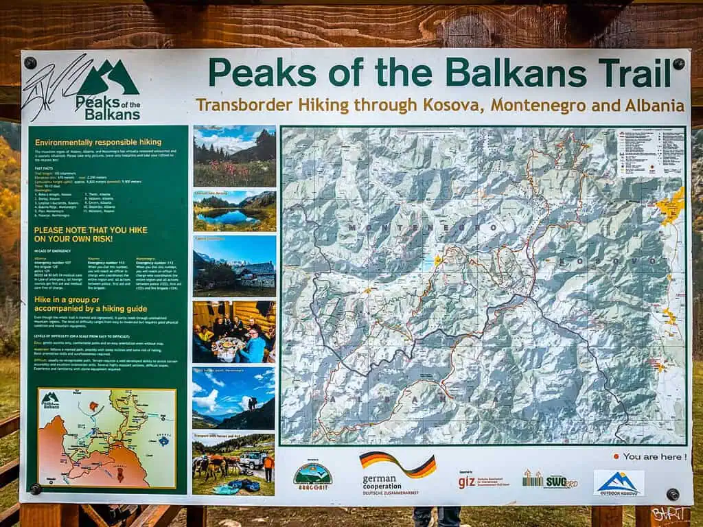 Peaks of the Balkans Trail 10 Tage Karte