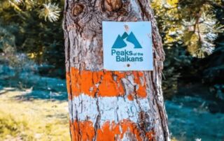 Peaks of the Balkans auf eigene Faust Wegmarkierung am Baum